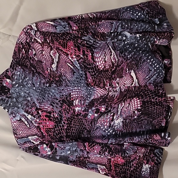 Evan Picone Open Front Jacket Snake Print Purple 12 - Picture 4 of 4